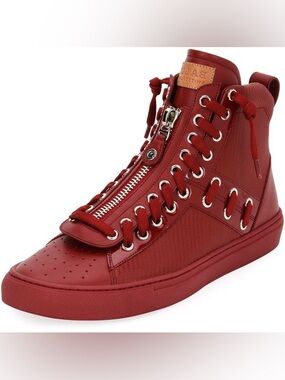 BALLY Switzerland Mens Hekem Dark Red HighTop Lace Zipper Sneaker US 11 Like New